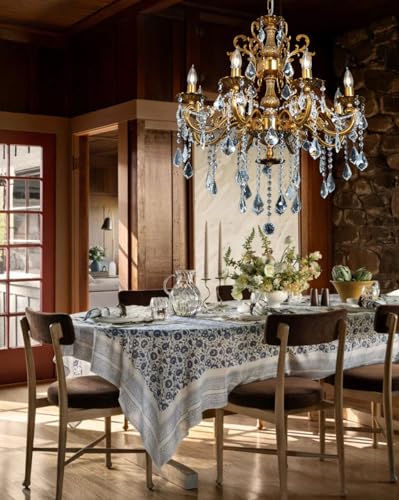 Crystal Chandelier Antique Gold Chandelier Candle Style for Dining Room 27"