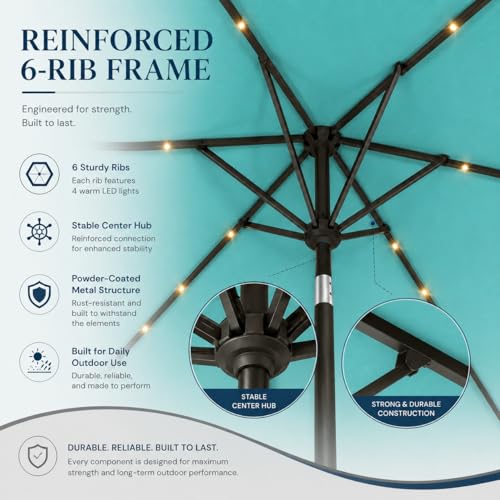 6.5 x 10ft Rectangular Patio Umbrella with Solar Lights