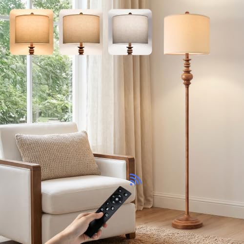 64.25" Farmhouse Floor Lamp with Remote (Dark Brown)