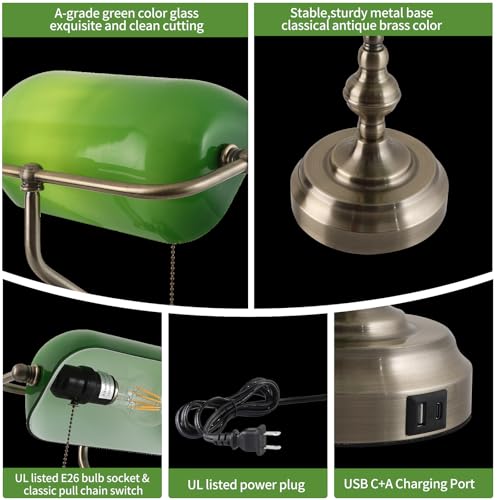 Green Glass Banker's Desk Lamp