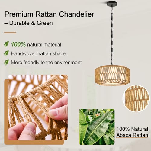 9" 52" Height Adjustable Farmhouse Chandelier Light Fixture