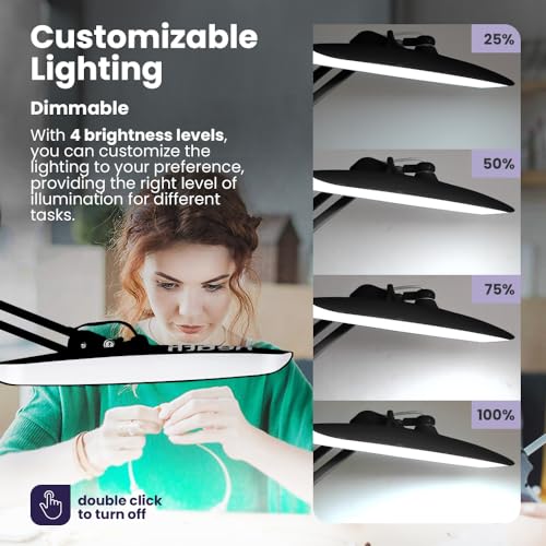XL 2200 Lumens 20W LED Desk Lamp with Clamp