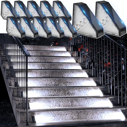 12 Pack Solar Step Lights 100 Lumen Ultra Bright Cool White (12 Count)