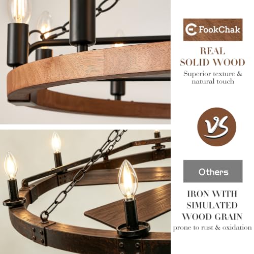 Rustic Wagon Wheel Chandelier with Fan Farmhouse Ceiling Fan Light 12