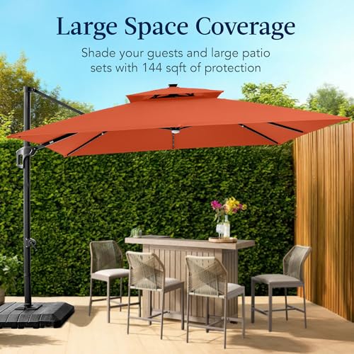 12x12ft LED Cantilever Patio Umbrella w