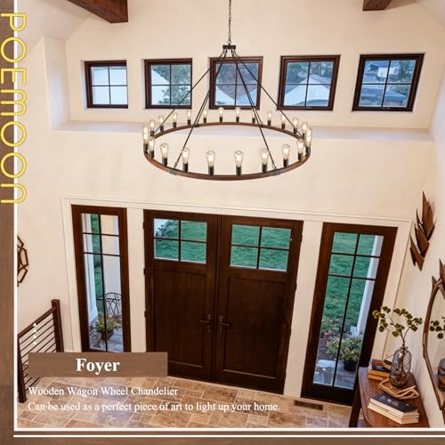 Farmhouse Wooden Wagon Wheel Chandelier 24