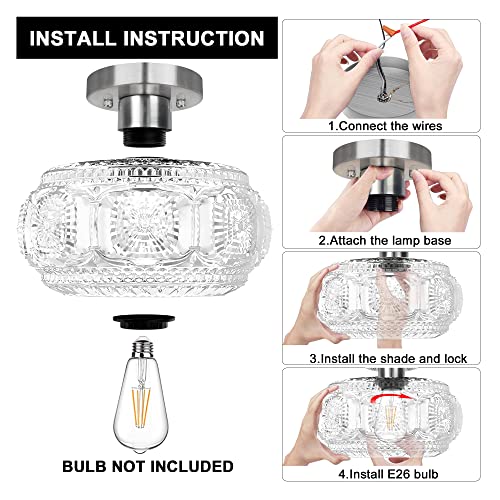 Globe Glass Semi Flush Mount Ceiling Light Fixture