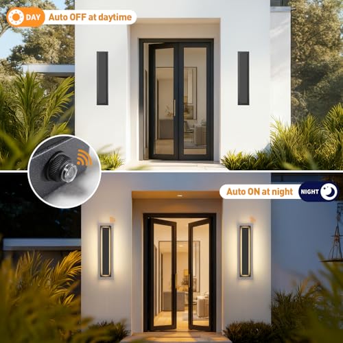 23.6'' Dusk to Dawn Outdoor Sconce Lights Black Exterior Lighting Fixtures (2 Count)