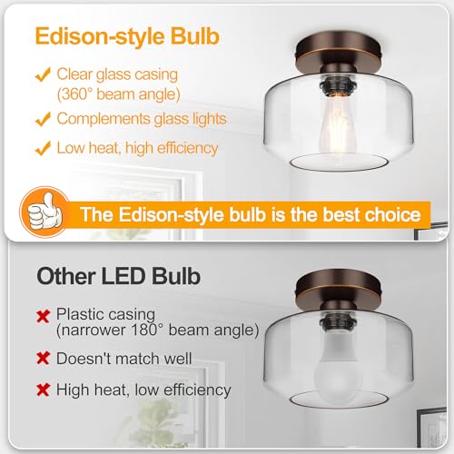 Industrial Semi Flush Mount Ceiling Light Oil Rubbed Bronze