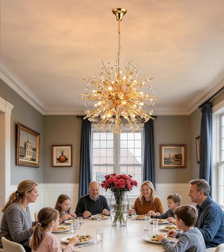 Modern 20 Light Gold Sputnik Chandelier