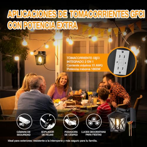Porch Lights with GFCI Outlet Aircraft Grade Aluminum Alloy