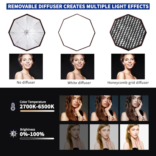 110W Octagonal Parabolic Softbox Lighting Kit with Honeycomb Grid