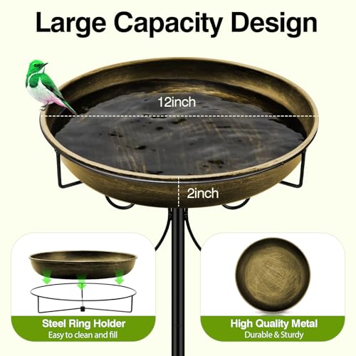 35In Metal Bird Bath for Outside