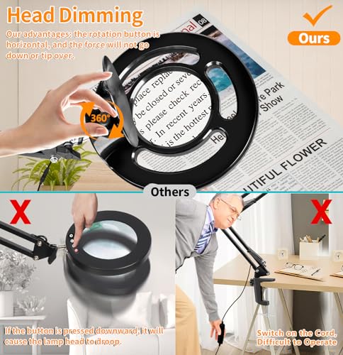2200 Lumens 12X Long Magnifying Glass with Light and Stand