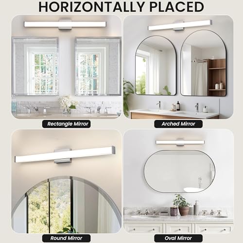 Modern LED Bathroom Vanity Light 36 inch 24W Dimmable 3CCT Bathroom Light Fixture Over Mirror Rectangle Bath Vanity Light Bar with Double Layer Acrylic Shade (36 inch(es))