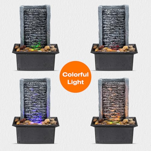 Tabletop Fountain Indoor Waterfall Rock Fountain LED