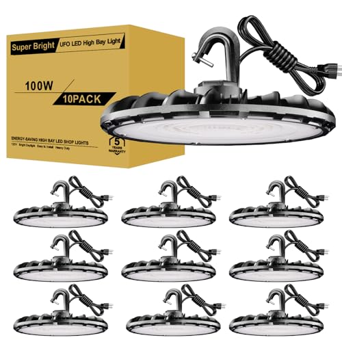 UFO LED High Bay Light 100W 11000LM 5000K High Bay LED Shop Lights (10 Count)