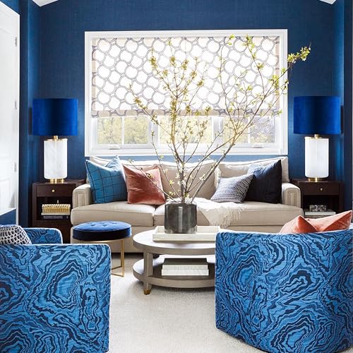 Large Drum Lamp Shades Set of 2 Blue Velvet 16"x16"x10" (2 Count)