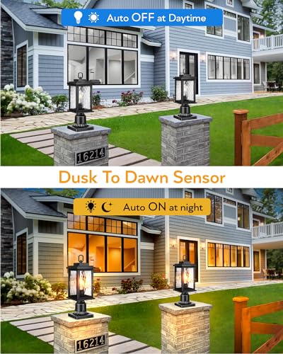 Dusk to Dawn Outdoor Post Light Fixture with Pier Mount Base (2 Count)