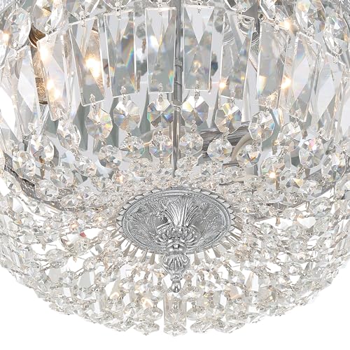 3 Light Spectra Crystal Polished Chrome Flush Mount