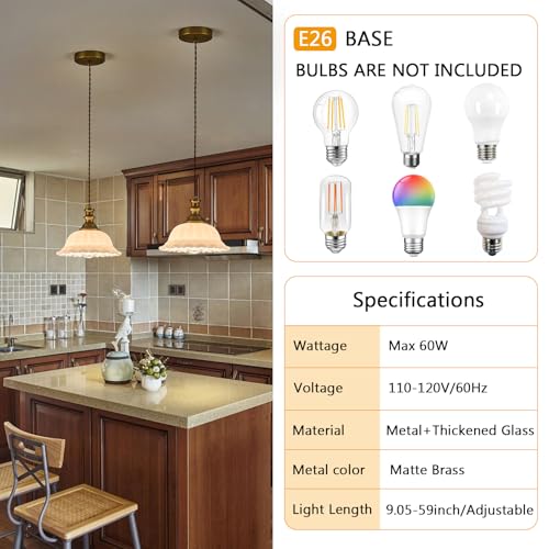 White Glass Pendant Lights Modern Pendant Lighting Fixtures 11.8 in Hanging Lamp for Kitchen Island Bedroom Dining Room Coffee Shop Hallway Hotel Living Room