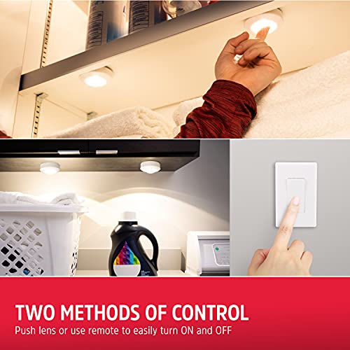 Battery Powered Puck Lights with Remote Wall Switch (2 Count)