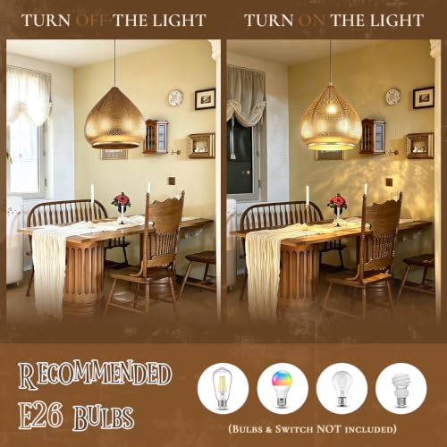 Retro Hanging Pendant Light Plug in Cord Moroccan Hanging Lamp