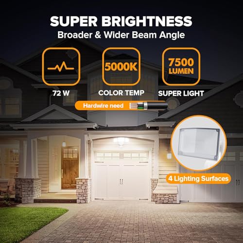 72W 7500LM LED Security Lights Motion Sensor Light Outdoor