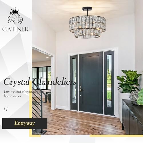 Black Crystal Chandelier 20" 6