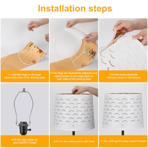 Empire Linen Lamp Shades Set of 2 (White&Smile Shape)