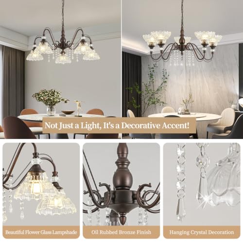 5 Light Vintage Chandelier in Oil Rubbed Bronze Finish with Flower (5-Light / Oil-Rubbed Bronze)