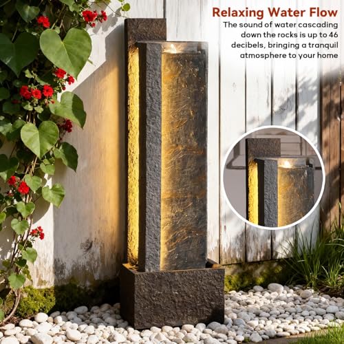 43H Modern Outdoor Water Fountain with LED Light