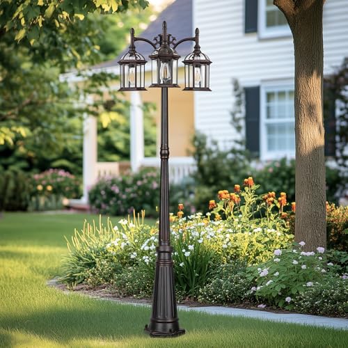 Dusk to Dawn Outdoor Lamp Post Light with 3 LED Bulbs