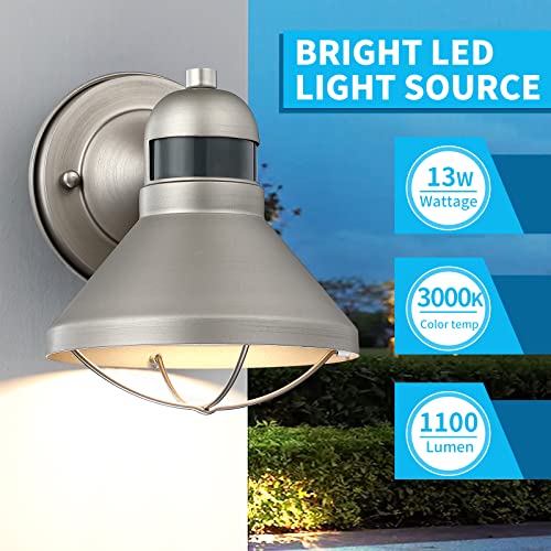 Motion Sensor Outdoor LED Wall Sconce Dusk to Dawn Exterior Barn Lighting