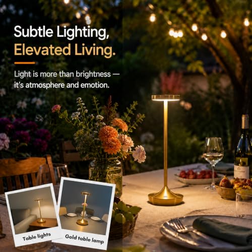 2 Pack Gold Cordless Table Lamps (2 Count)
