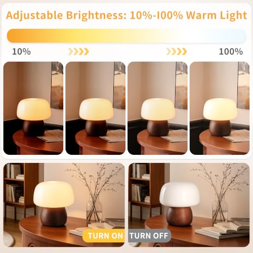 Mid Century Modern Table Lamps for Bedroom Milky White Glass Mushroom Lamp
