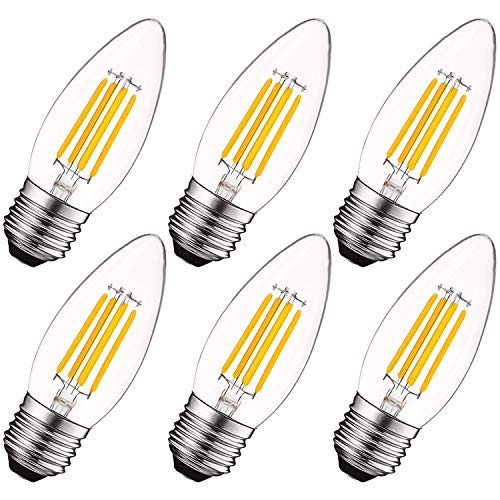5W Vintage E26 Candelabra LED Bulbs 60W Equivalent (6 Count)