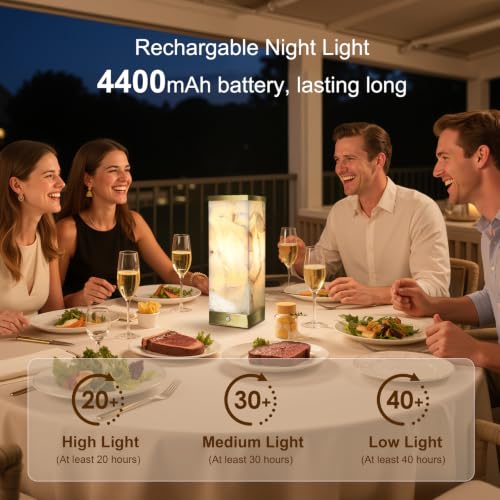Modern Alabaster Rechargeable Cordless Table Lamp for Living Room