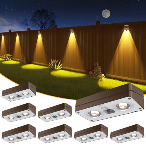 Solar Fence Lights 8 Pack Brown (8 Count)