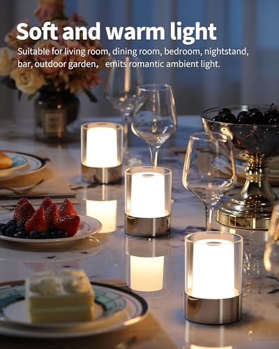 4" Chrome Cordless Table Lamp 2 Pack (2 Count)