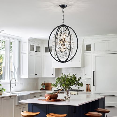 Globe Crystal Chandelier Raindrop Pendant Flushmount Ceiling Light Modern Lighting Fixture for Bedroom Hallway Bar Kitchen Bathroom