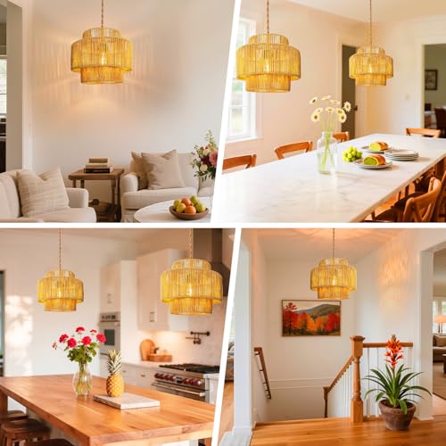 Hanging Light Lamp Shades Boho Rattan Lamp Shades