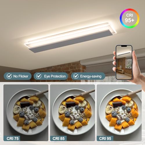 Modern LED Ceiling Light 60W White Hallway Light Fixtures 4000K Aluminum Long Flush Mount LED Ceiling Lamp for Hallway