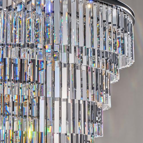 48 Inch Gold Crystal Tube Spiral Chandelier