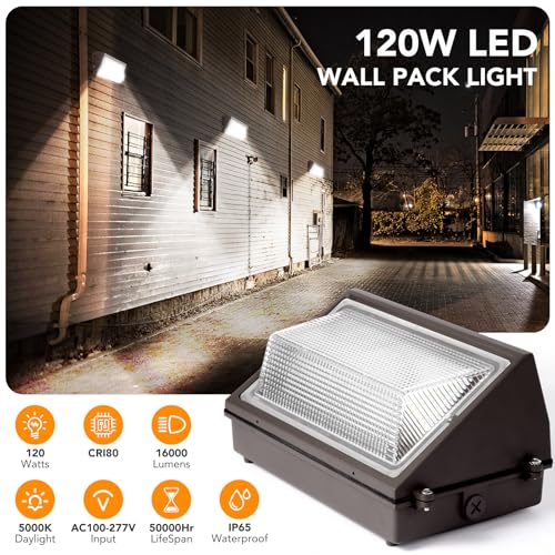 120W LED Wall Pack Light Dusk to Dawn
