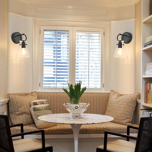 Wall Sconce for Bathroom 6" Clear Glass Shade Black 1 Pack