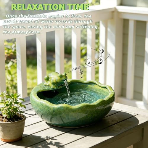 Ceramic Solar Fountain Outdoor with Battery Backup