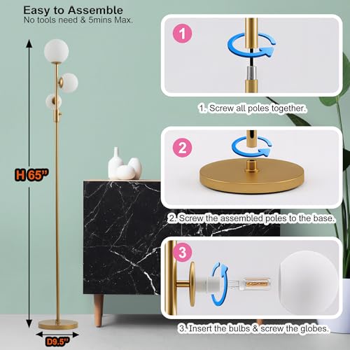 Dimmable 3 Globe Floor Lamp