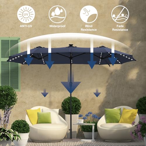 13 ft Patio Umbrella with 120 LED Solar Lights Outdoor Umbrella