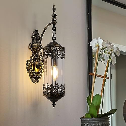 Antique Gothic Glass Wall Sconce for Bedroom